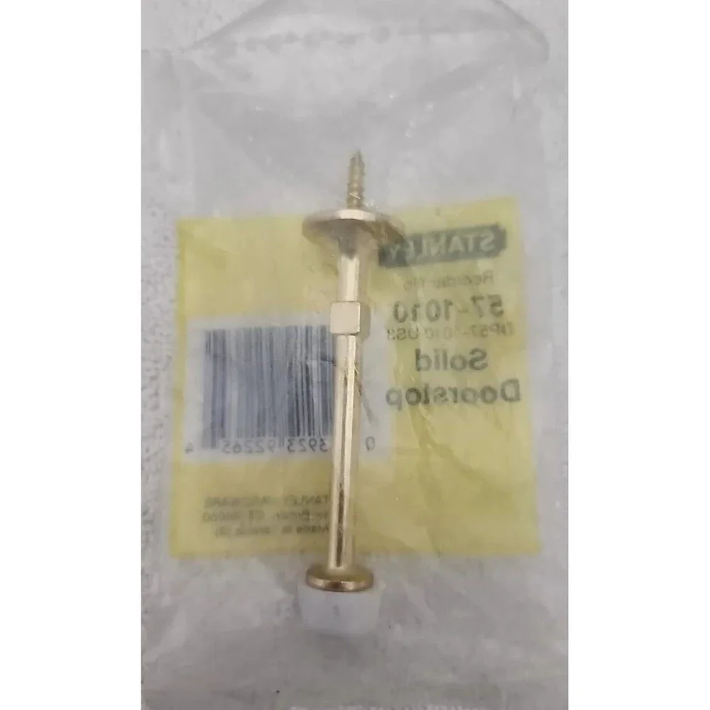 Doorstop Stanley 57-1010 Rigid Solid Door Stop 3 Inch Bright Brass 2 Pcs New